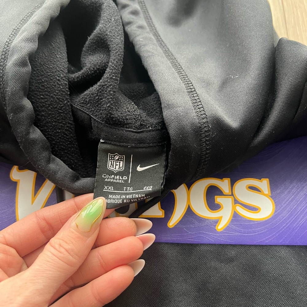 Minnesota Vikings Nike Hoodie Mens XXL Pullover Sweatshirt Black - Picture 4 of 6